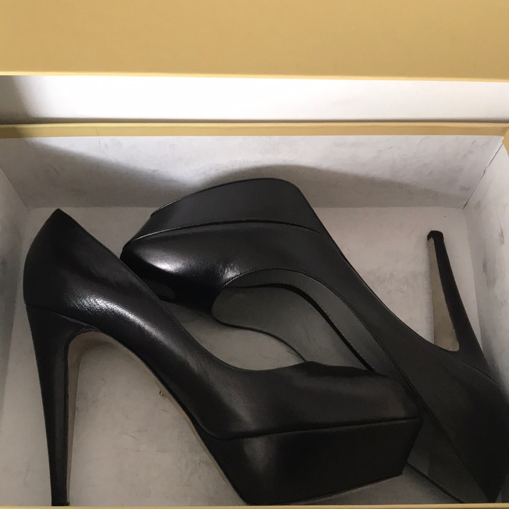 Sergio Rossi black leather platform 39